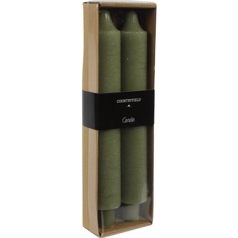 Decostar - Kaars Vela  - 25 X 4 Cm Wax  - Groen - 2 Stuks - dinerkaars -kaarsen