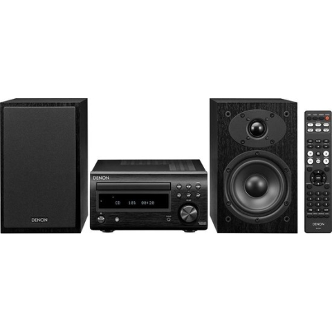 Denon - D-M41 - Mini HiFi-systeem met CD, FM/AM-Tuner, 30 Watt per Kanaal en Bluetooth - Zwart
