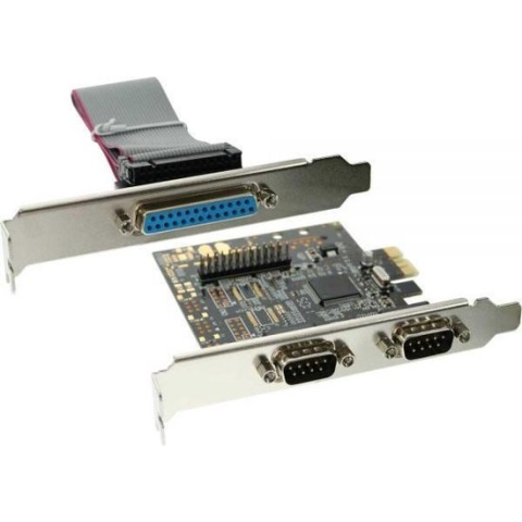InLine seriële/parallelle PCI-Express kaart met 2 9-pins SUB-D en 1 25-pins SUB-D aansluitingen