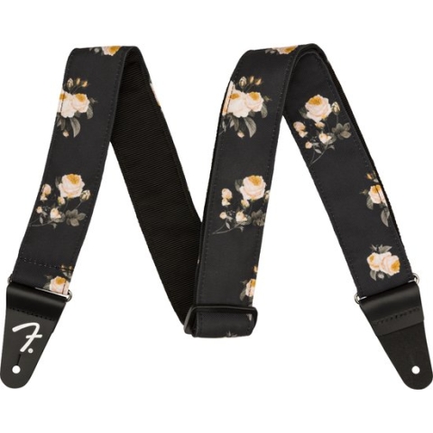 Fender Floral Strap Black, 2 - Gitaarband - zwart