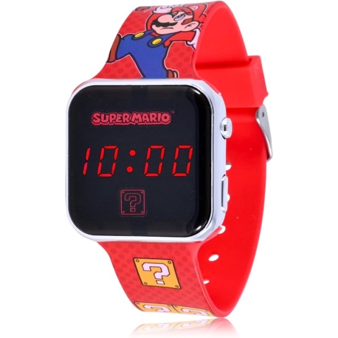 Accutime - LED Watch Super Mario - Kinderhorloge Met LED Display Voor Datum en Tijd - Rood