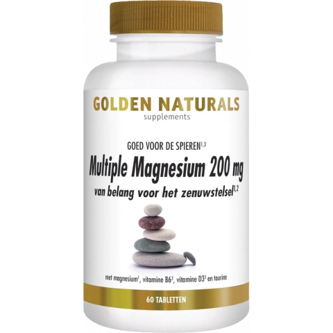 Golden Naturals Multiple Magnesium 200mg (60 veganistische tabletten)