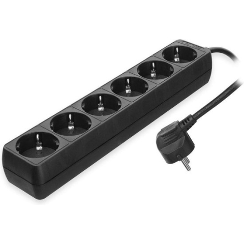 ACT Stekkerdoos zwart – 6-voudig – 3 meter kabel – AC2460