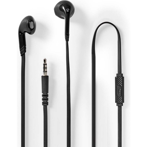 Bedrade Koptelefoon - 3,5 mm - Kabellengte: 1.20 m - Ingebouwde microfoon - Volumebediening - Zwart