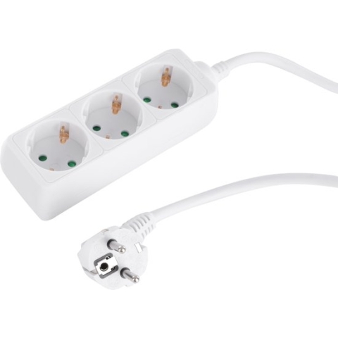 Q-Link Stekkerdoos - 3-Voudige Verlengkabel met Randaarde - 3 x 1.5 mm² - 1.5 m - Wit