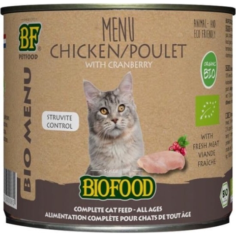 Biofood Organic - Biologisch Kattenvoer Natvoer - Kip Cranberry - 200 gr NL-BIO-01