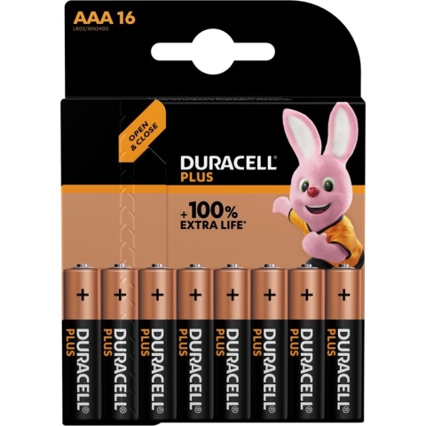 Batterij Duracell Plus 16xAAA - 10 stuks