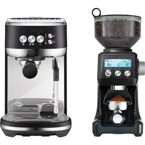Sage the Bambino Plus Black Truffel + Koffiemolen