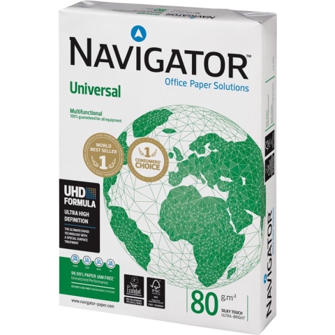 Kopieerpapier Navigator Universal A4 80 gram 1 doos met 5 pakken á 500 vellen
