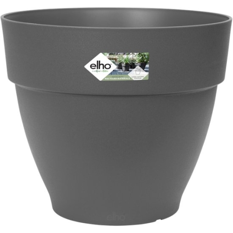 Elho Vibia Campana Rond 25 - Bloempot voor Buiten met Drainagesysteem - 100% Gerecycled Plastic - Ø 24.5 x H 21.0 cm - Antraciet