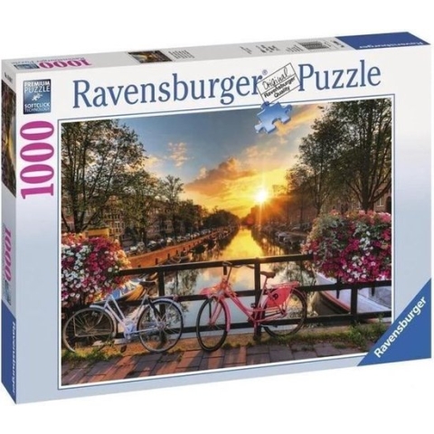 Ravensburger puzzel Fietsen in Amsterdam - Legpuzzel - 1000 stukjes