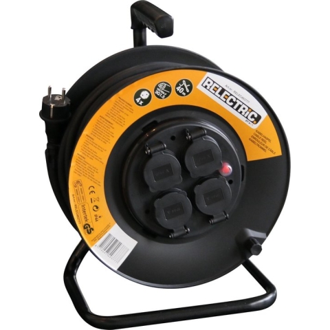 Relectric Kabelhaspel - 40 m - 4 stopcontacten - Randaarde - 3000W - geschikt voor buitengebruik