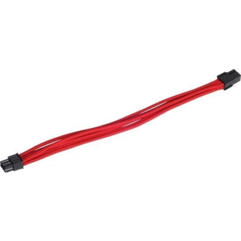 Silverstone 0.25m, 6pin/PCI-E 6pin Intern 0.25m PCI-E (6-pin) Rood electriciteitssnoer