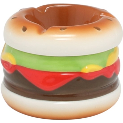 Hamburger asbak rond dolomiet multi-kleur 7 x 9 cm - Buiten asbak
