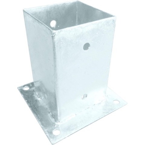 Post Support Base 91x150 mm , Post Support Bracket on Plate, Screw on Sleeve for Square Wooden Post