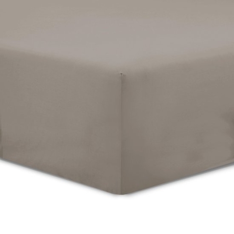 VISION Hoeslaken - 160x200 cm - Taupe - 100% katoen