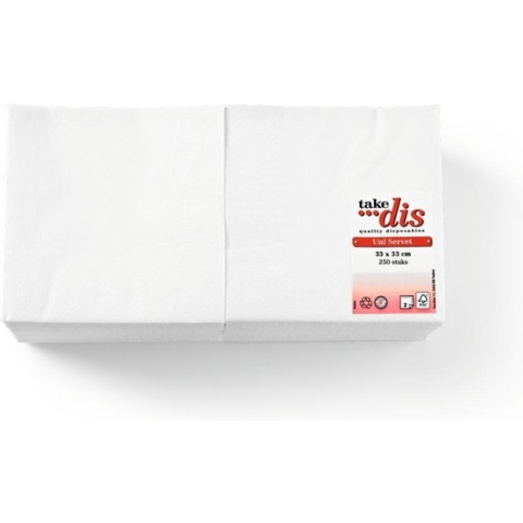 Servetten 2-Laags Wit | Grote verpakking 250 Stuks | Take Dis
