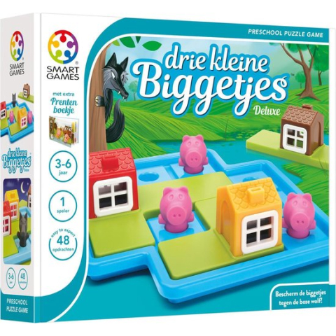 SmartGames - Drie Kleine Biggetjes Deluxe - Kleuterspel - 48 puzzel opdrachten - met extra sprookjesboek