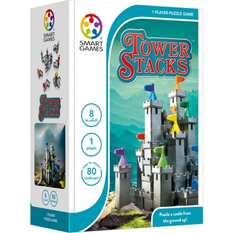 SmartGames - Tower Stacks - 3D puzzelspel voor 1 speler - 80 uitdagingen