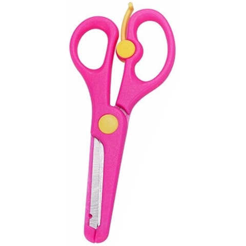 Fako Bijoux® - Kinderschaar - Easy Open - Stainless Steel - Plastic Punt - 13.5cm - Roze