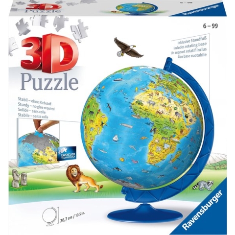 Ravensburger XXL Kinder globe (Engels) - 3D Puzzel - 180 stukjes