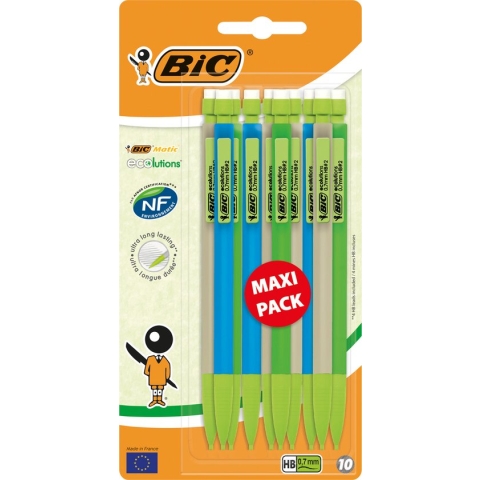BIC Matic ECOlutions Vulpotlood - verschillende kleuren - 10 stuks - Drukpotlood HB 0.7mm