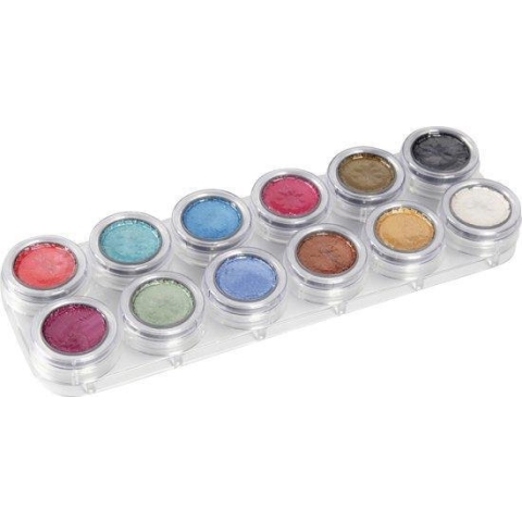 Grimas water make-up pearl pure 12 palette, 12x2,5 ml, parelmoer kleuren