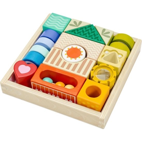 CLASSIC WORLD Houten Sensorische Blokken 8 Functies Puzzel Multifunctionele Vormen Geluid 18 el.
