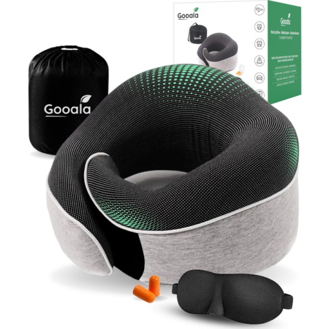 Gooala®- Nekkussen - Luxe Reiskussen Set - Traagschuim - Vliegtuig & Auto