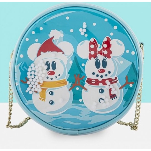 LF DISNEY SNOWMAN MICKEY MINNIE SNOW GLOBE CROSSBODY BAG