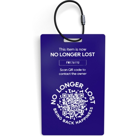 NoLongerLost Bagagelabel (x2) - Bagagelabel - Donkerblauw - QR code - Secure - Koffer labels - Track en trace