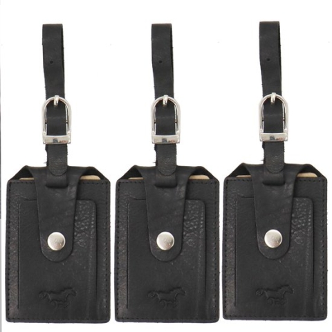 Safekeepers Kofferlabels - Bagagelabel Leer 3 stuks - Zwart