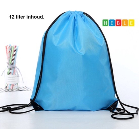 *** Gymtas Met Rijgkoord 12 Liter - Blauw - Zwemtasje - van Heble® ***