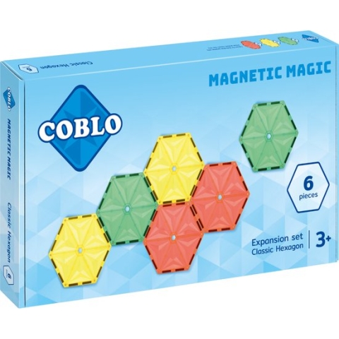 Coblo Uitbreidingsset - 6x Zeshoek - Magnetisch Montessori speelgoed - STEM speelgoed - Vanaf 3 tot 12 Jaar