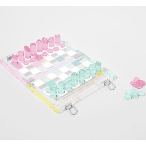 Sunnylife - Mini Lucite Chess & Checkers Aurora