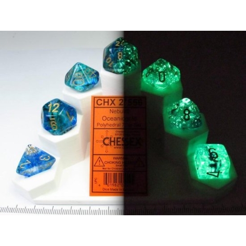 Chessex 7-Die set Nebula Luminary - Oceanic/Gold