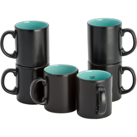 Lite-Body - Thee Beker 25cl set van 6 - Zwart mat
