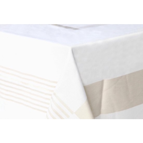 Damast Tafelkleed De Witte Lietaer 180x180cm, Lineair Wit Vlas