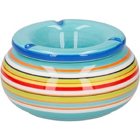 G.Wurm - Storm asbak keramiek blauw/multi-kleur 13 x 7 cm