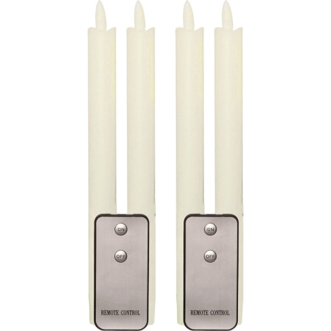 Anna's Collection LED dinerkaarsen - 4x - ivoor - 23 cm - met afstandsbediening