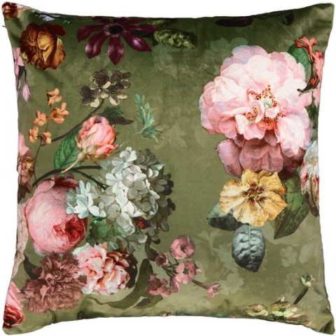 ESSENZA Fleur Sierkussen Vierkant Mosgroen - 50x50 cm