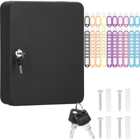 Springos Sleutelkluis - Sleutelkast - Sleutelbox - 100 Haken - 30 x 24 x 7 cm - Zwart