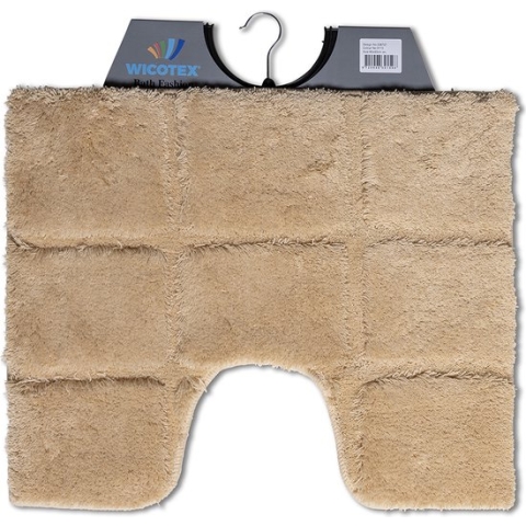 Wicotex-Toiletmat ruit taupe-Antislip onderkant-WC mat-met uitsparing