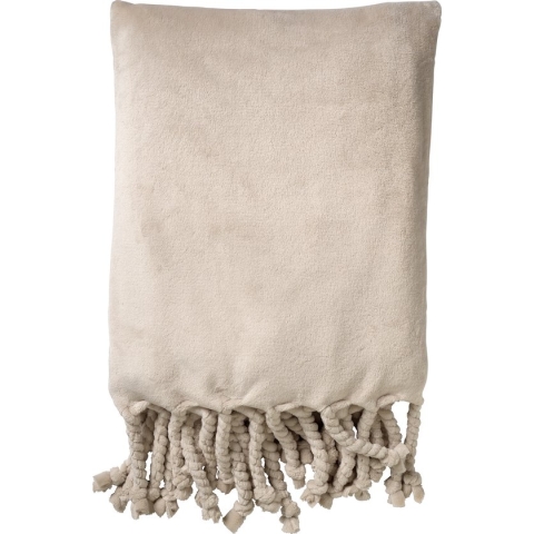 Dutch Decor - FLORIJN - Plaid 150 x200 cm - grote fleece plaid met flosjes - Pumice Stone - beige - Deken