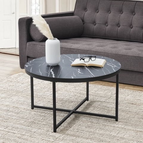 Salontafel Uppvidinge 45xØ80 cm marmer look zwart