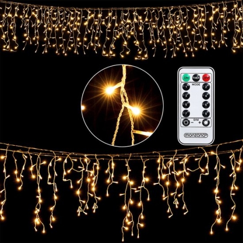 Monzana Lichtgordijn 600 LED´s - 20 m incl. 5 m Kabel - Warmwit