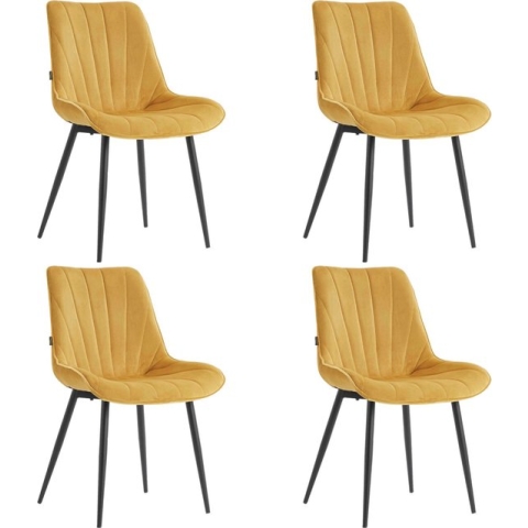 Colenis - Lesedi Eetkamerstoel - Set Van 4 - Okergeel - Velvet