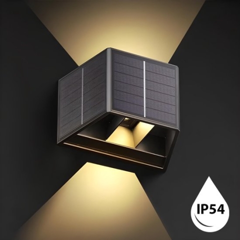 Zonnepaneel wandlamp zwart 1W LED 3000K IP54