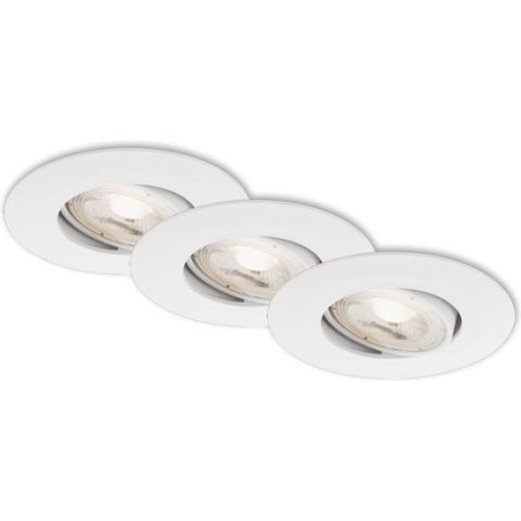 Briloner Leuchten Inbouwspots - 3 stuks - Dimbaar - LED - 5W - lichtkleur: warm wit - Ø90mm - Wit