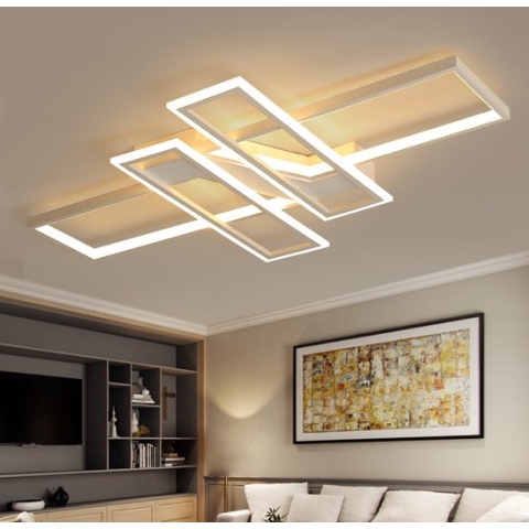 LuxiLamps - Moderne LED Kroonluchter - Led Plafond Kroonluchter Wit - Dimbaar met Afstandsbediening - Moderne Kroonluchter 120 cm